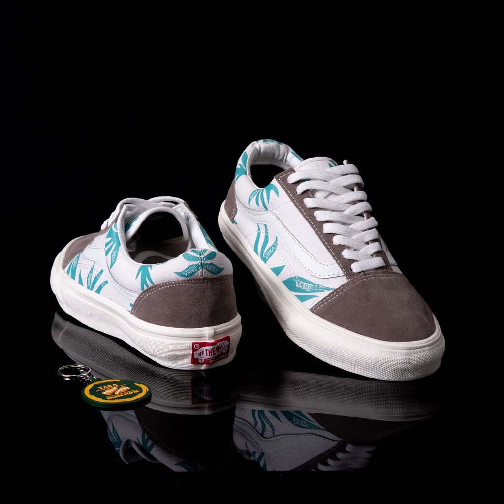 Sepatu Leaf Old Skool Premium White Grey Sneakers Oldskool Pria Wanita