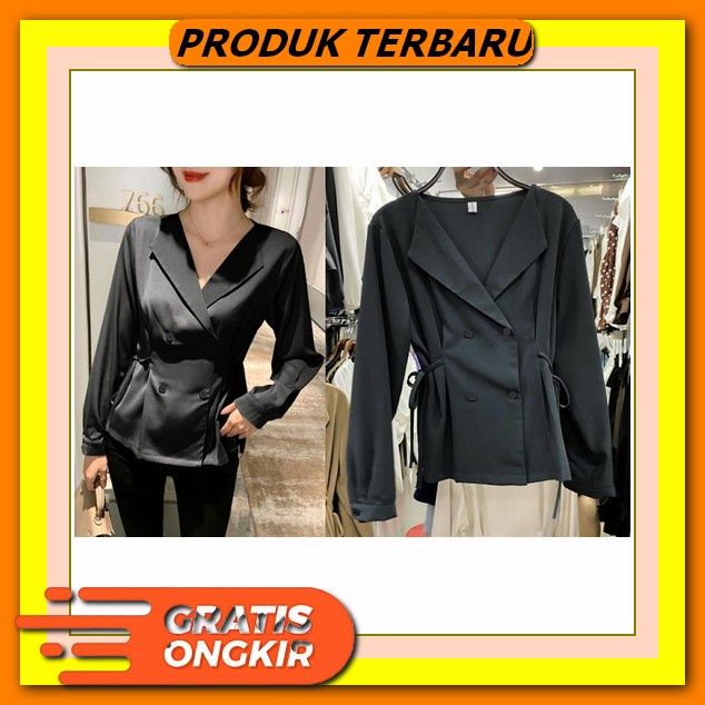 36600 Baju Blazer Casual Polos Hitam Putih Korean Style Wanita Import Baju Outer Auter Blazer Kerja 