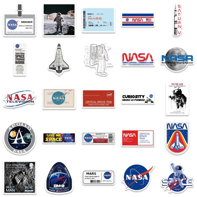 (5 Pcs) Stiker Nasa Random / Stiker Motif Aesthetic / Stiker Estetik Nasa / Stiker Tempel / Stiker