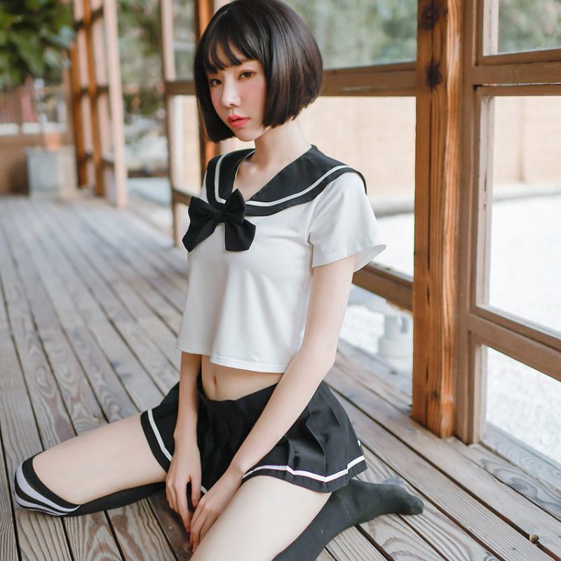 PREMIUM Sexy Cosplay Seragam Sekolah Jepang Seifuku Sailor School Model Pita