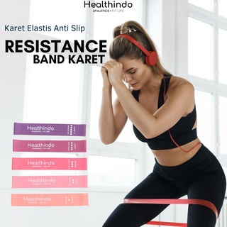 Healthindo - Resistance Band Yoga | Loop Band | Senam | Aerobic Karet Elastis Anti Slip -- Home Workout