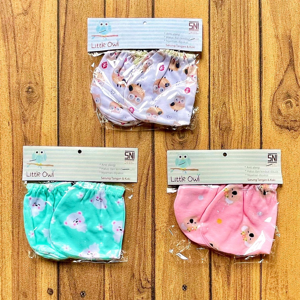 Little Owl - Sarung Tangan Bayi Kaos Kaki Baby Newborn 3 Pasang STK Mittens &amp; Booties Sartaki Bayi Perlengkapan Bayi Baju Bayi