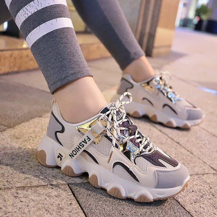 IDEALIFESHOES TOKO SEPATU SNEAKERS WANITA IMPORT WARNA PUTIH DAN HITAM MOTIF TINGGI KOREA STYLE BERTALI BULAT TERBARU SEPATU VIRAL 2022