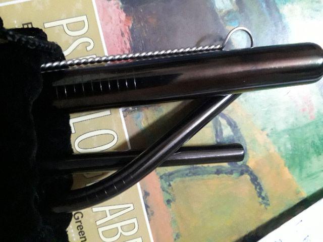 [deble] 5pcs/set Reusable Stainless Steel Straight Bent Drinking Straws Clean Brush