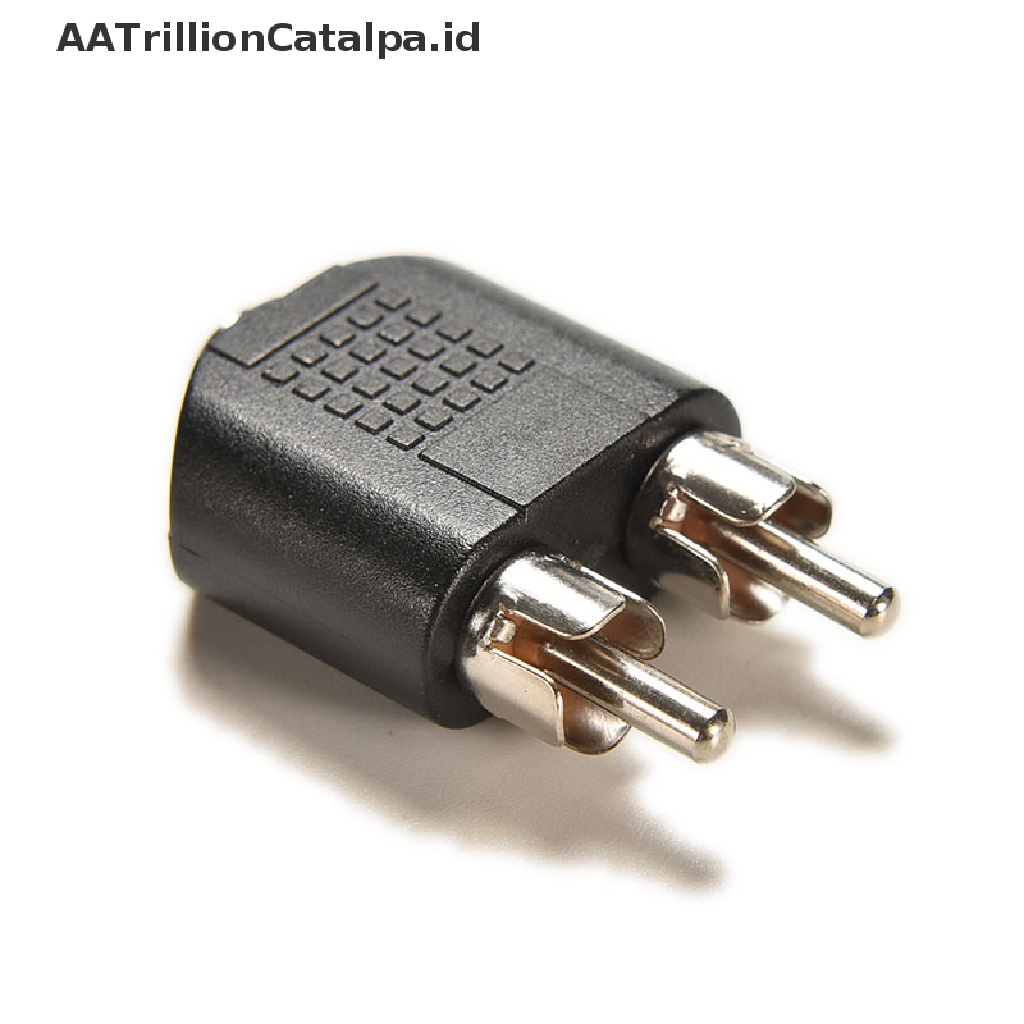 Adapter Konektor Jack Audio Stereo 3.5mm Female Ke 2 RCA Male Lapis Silver