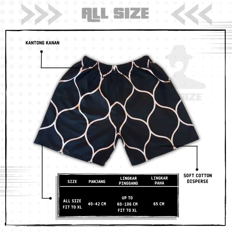 [ 45 MOTIF ] celana pendek boxer/kolor santai pria/wanita remaja/dewasa motif kotak/keramik hitam putih biru-M-4