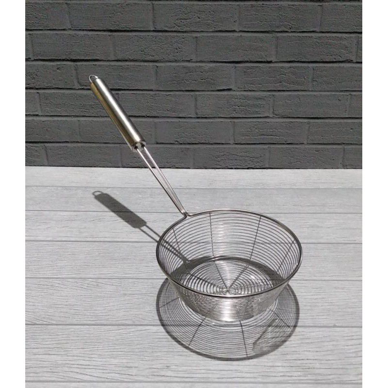 saringan mie ayam full stainless / serok mie saringan mangkok dalam stainless / penyaring kentang goreng / tirisan stainless 14 16 18 20 22 cm