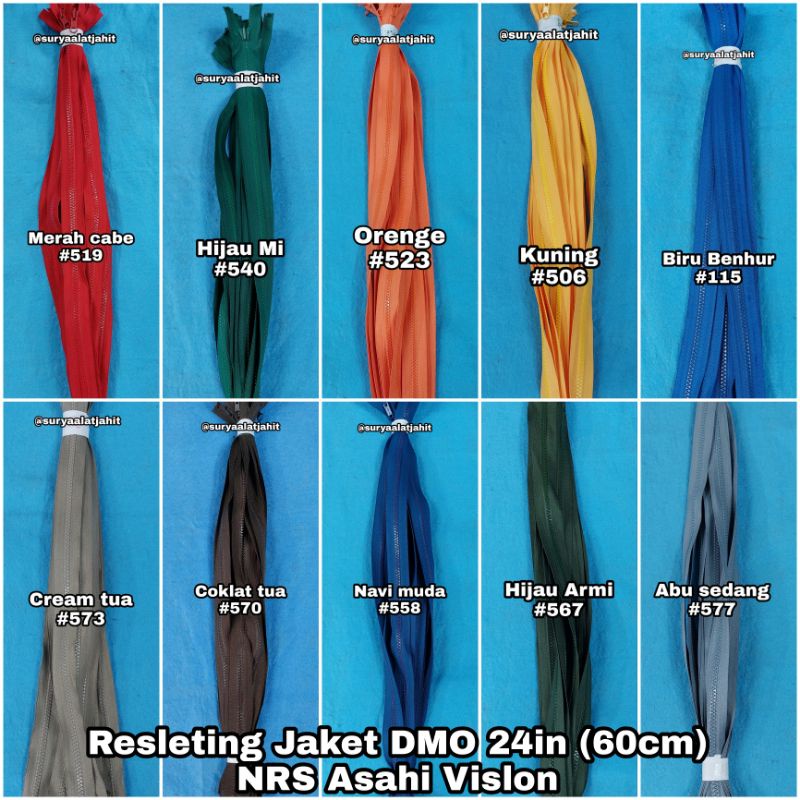 Resleting Jaket 24/60cm DMO NRS Asahi vislon @1lsn rp.32.000/l2pcs