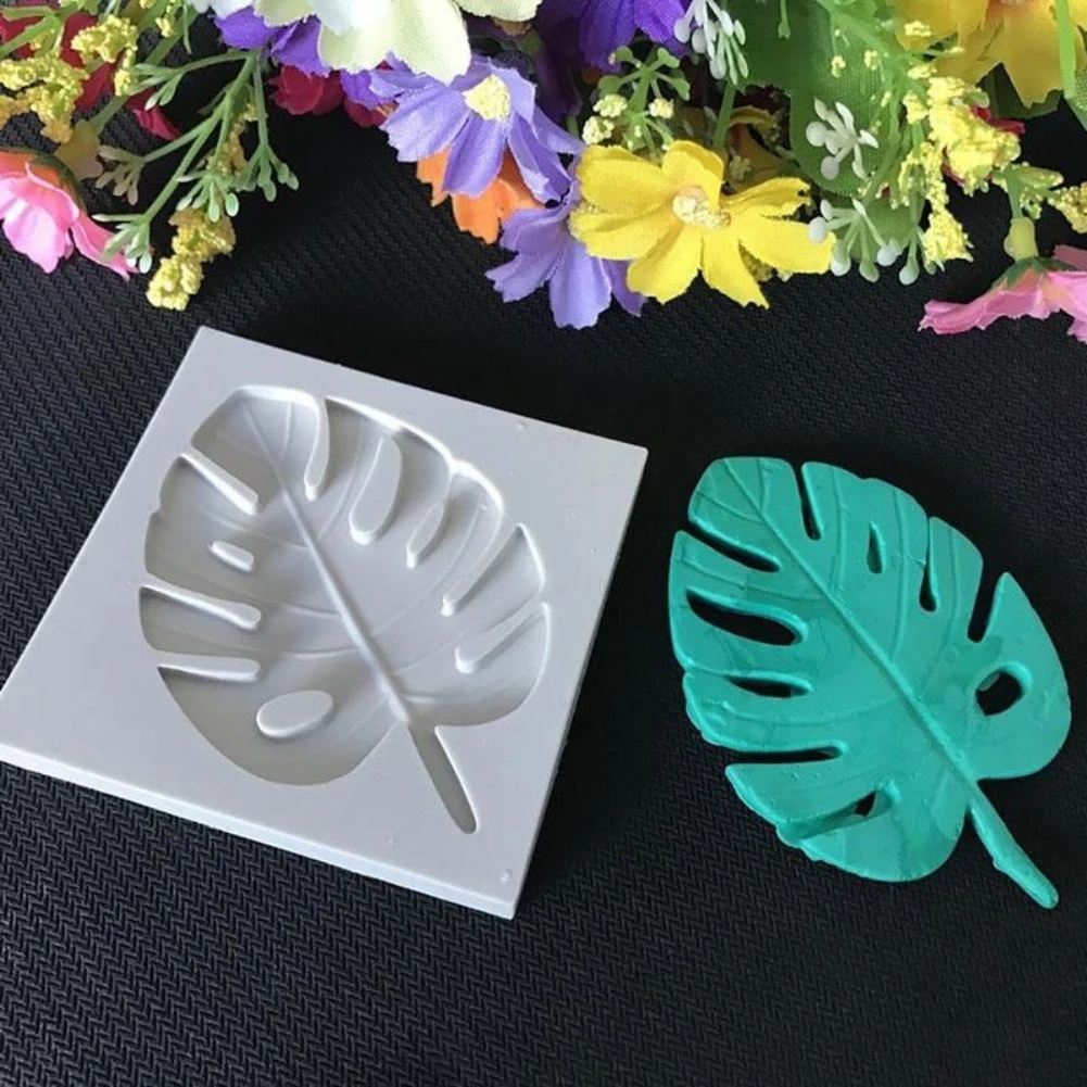 Cetakan Fondant Bentuk Daun Monstera Kura-Kura 3D Bahan Silikon Untuk Dekorasi Kue