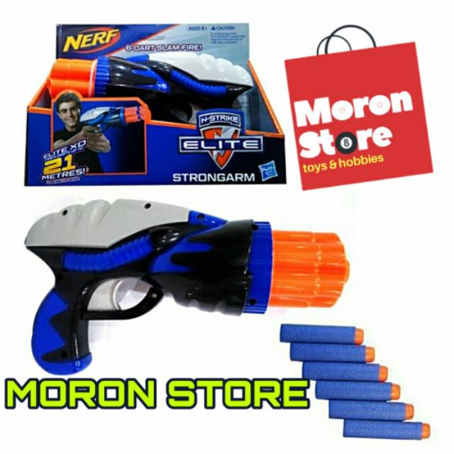 Mainan Nerf Gun Strongarm Slam Fire 6 Darts Revolver Shooting Non Hasbro