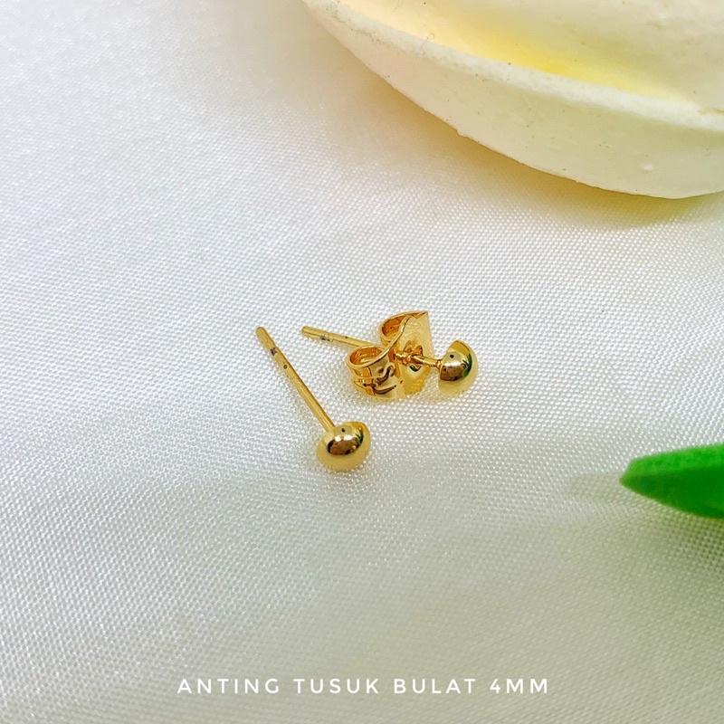 [FREE GIFT] COD Anting Tusuk Polos Ceplik Bulat Xuping Premium Titanium Silver Perak Lapis Emas Kris