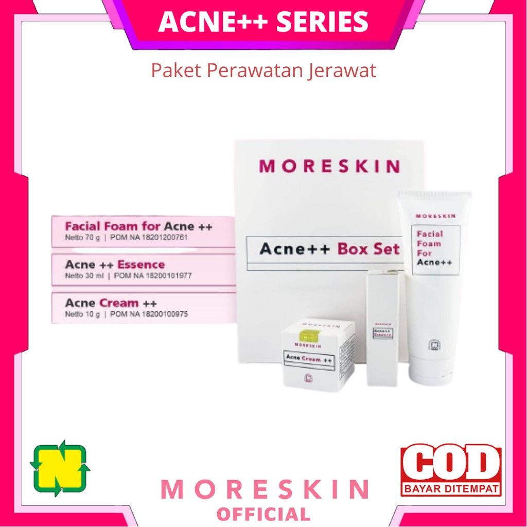 Moreskin Acne++ Series - Paket Box Set Perawatan Wajah Berjerawat / Anti Acne Murah ORIGINAL BPOM