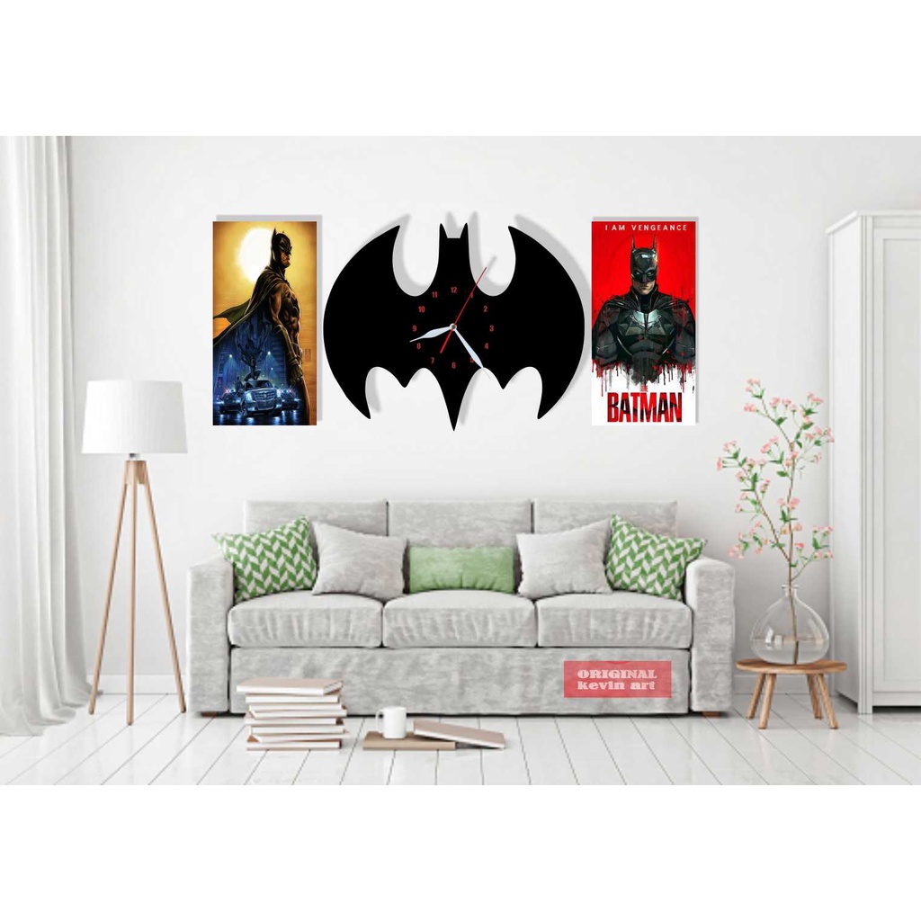 JAM DINDING BESAR KARAKTER BATMAN LOGO SUPERHERO GRATIS HIASAN DINDING 1 SET DEKORASI DINDING PAJANGAN DINDING  AKSESORIS KAMAR TIDUR RUANG TAMU UNIK DAN KEREN AESTHETIC GLOW IN THE DARK MINIMALIS ARTISTIK TEMPEL TEMBOK STIKER DINDING WALL DECOR MURAH