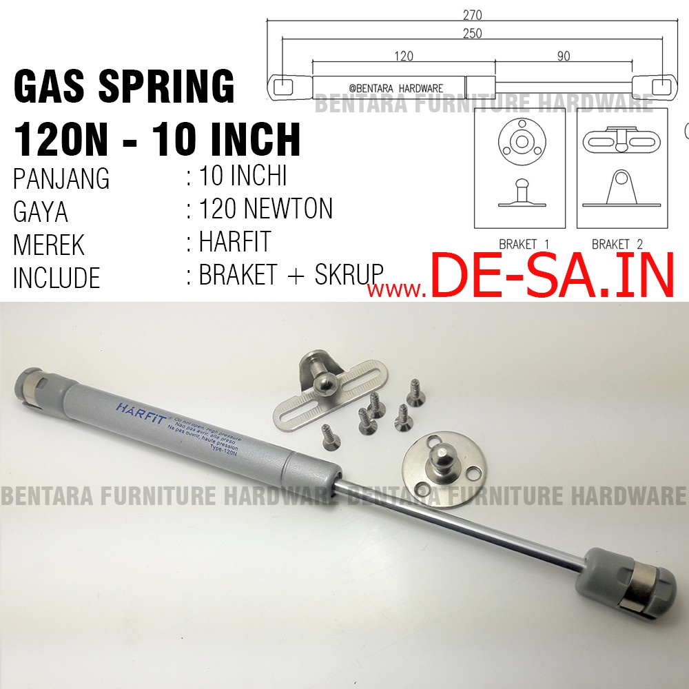 Harfit 10 Inchi x 120 Newton Gas Spring Hidrolik - Upward Hidrolik Pintu Kabinet Jok Motor