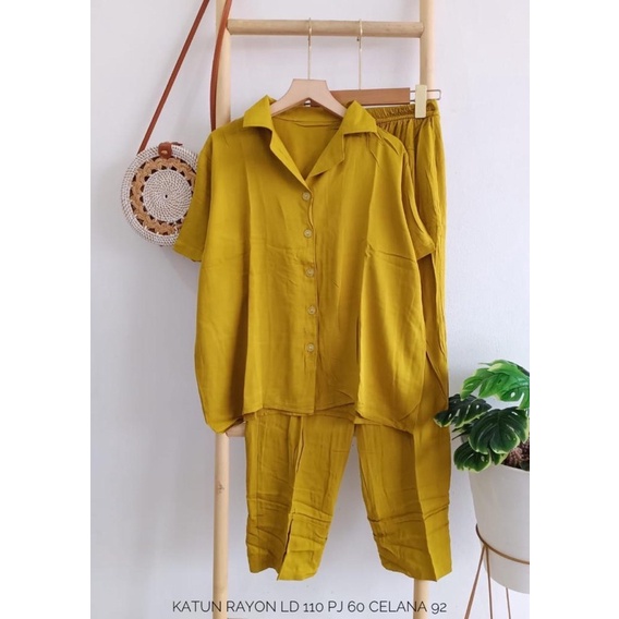 setelan celana katun rayon tgn pendek