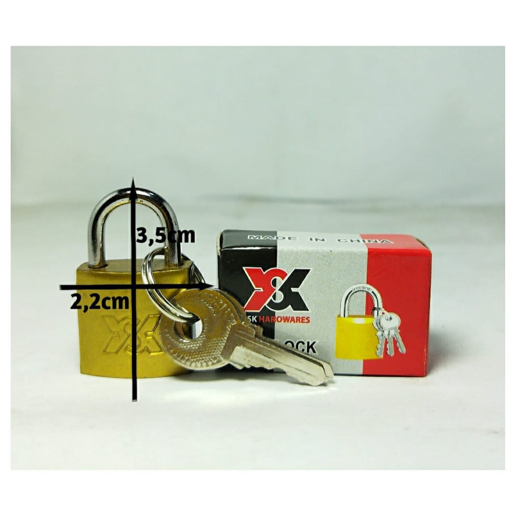 Gembok Besi Kuning YSK 20mm 22mm / Gembok Koper Kecil Anti Maling