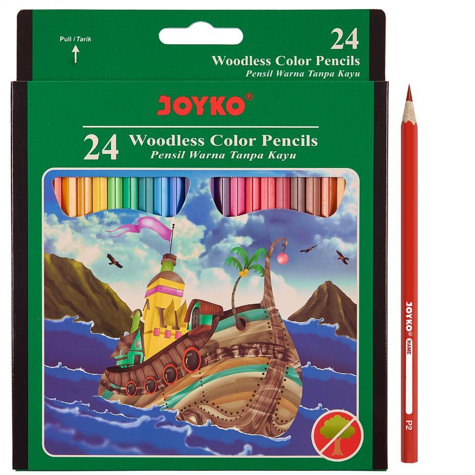 

Pensil warna JOYKO 24 warna CP 104 / Joyko pensil warna tanpa kayu / JOYKO CP 104
