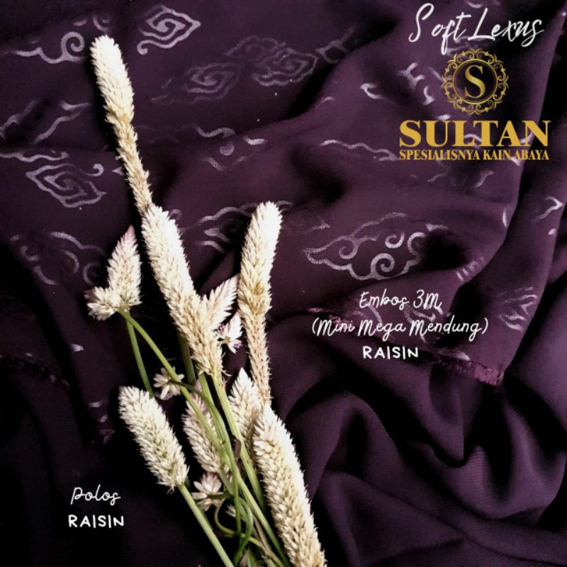 50CM EMBOS MINI MEGA MENDUNG  SOFT LEXINA (MEREK LAMA: SOFT LEXUS) RAISIN KAIN SULTAN
