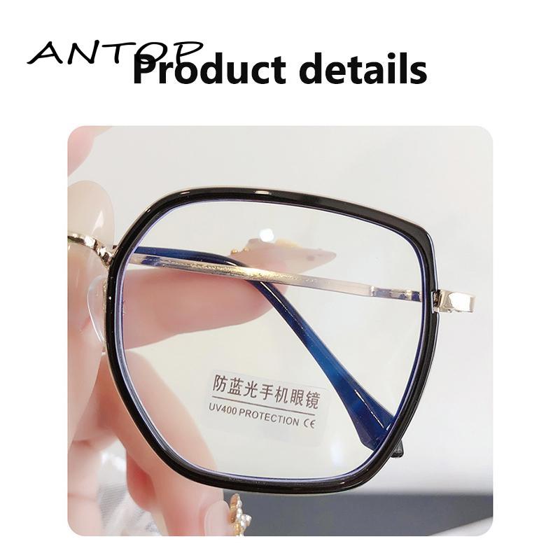 Oversized Frame Kacamata Anti Radiasi Kacamata Korea Bentuk Bulat Bahan Metal Untuk Pria Dan Wanita ANTOP