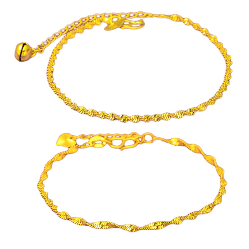 Gold Bracelet Women's Water Wave Pattern Korean Jewelry Retro Simple Twisted String Thin Chain