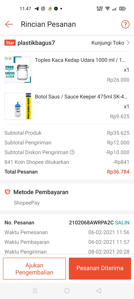 Toples Kaca Kedap Udara 1000 Ml / 1 Liter Pengait Jepit Hermetico