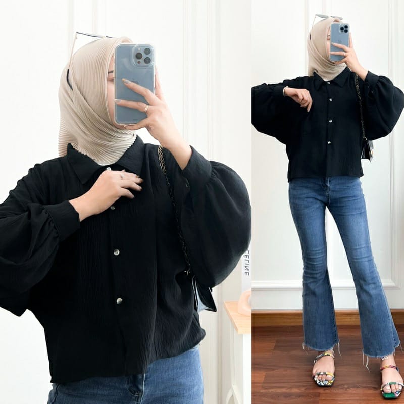 (MSB) KEMEJA SISY OVERSIZE CROP TOP DAILY BUSUI WANITA BLOUSE AIRFLOW