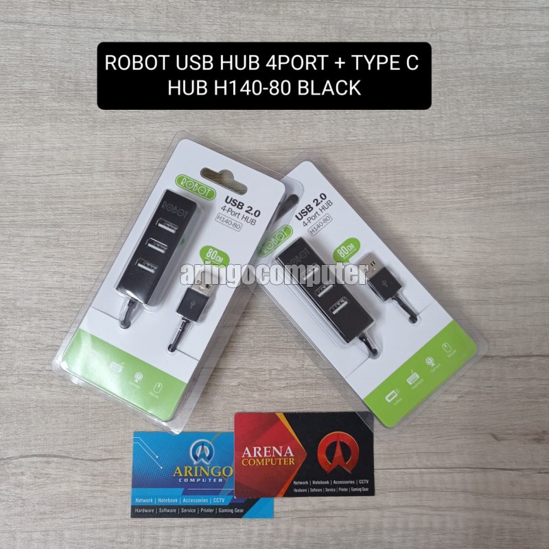 Accessories ROBOT USB HUB 4PORT + TYPE C HUB H140-80 BLACK