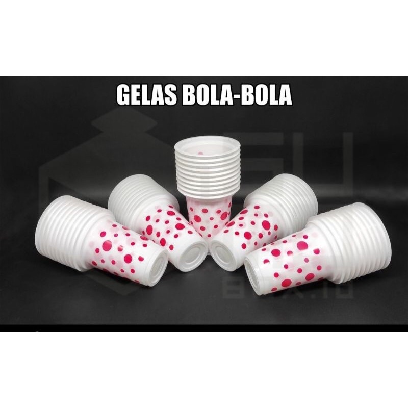 Gelas plastik cup bola-bola /gelas plastik polkadot bola putih