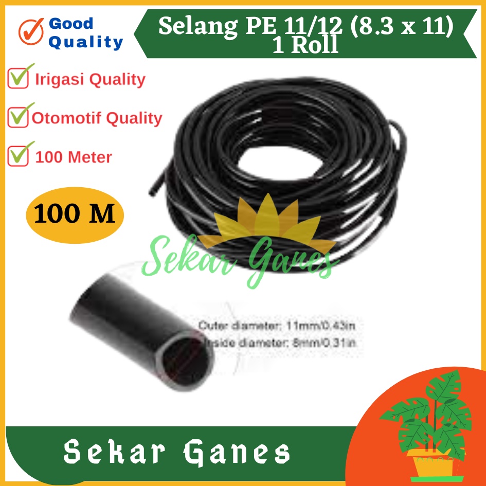Sekarganes 100 Meter Selang 11MM 1 Rol 100M Selang Pe 11 Mm Hidroponik Irigasi Hose Hydroponic Air Sprayer Kabut - SELANG PE 8 / 11MM ALAT SIRAM HOSE IRIGASI HIDROPONIK FERTIGASI SPRAYER MISTING HDPE TAMAN KEBUN AIR KNAPSACK GENDONG 8 12 MM