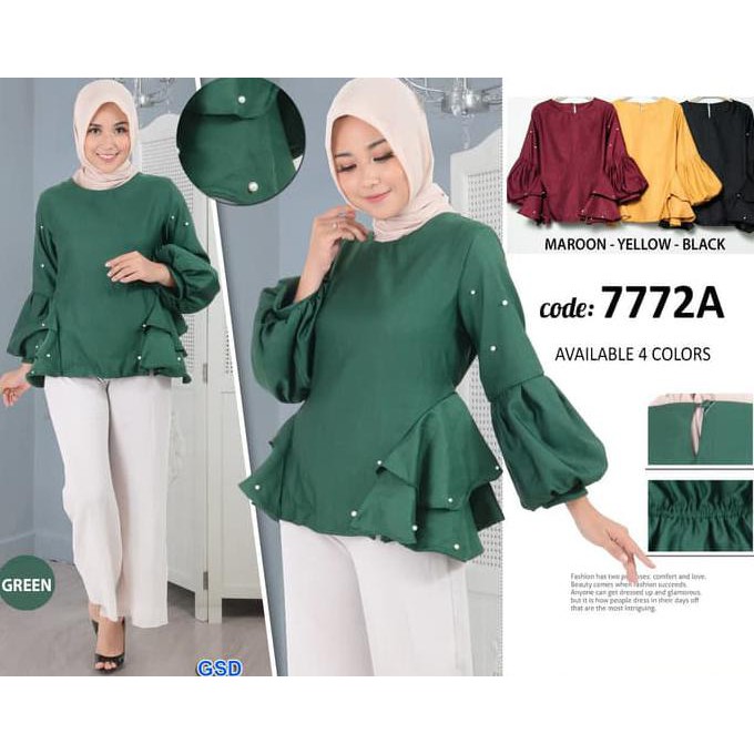 Blus 7772 A/Atasan Muslim/Blus Hijab Wanita/Atasan Blouse Muslim