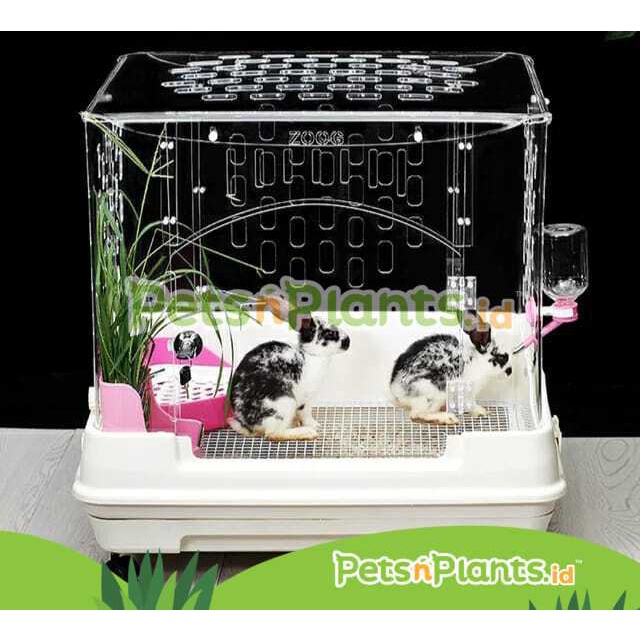 Kandang Kelinci Akrilik - Rabbit Bunny Cage CRYSTAL CLEAR Acrylic Import