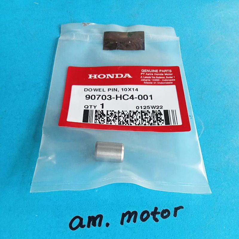 pin dowel  bos blok, 10x14, lobang drat baut 12. honda ori