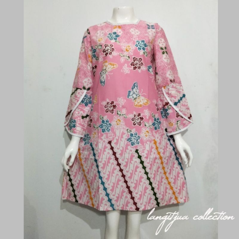 TUNIK BATIK TULIP 3D CAP COLET PREMIUM  | DRESS BATIK LENGAN TULIP