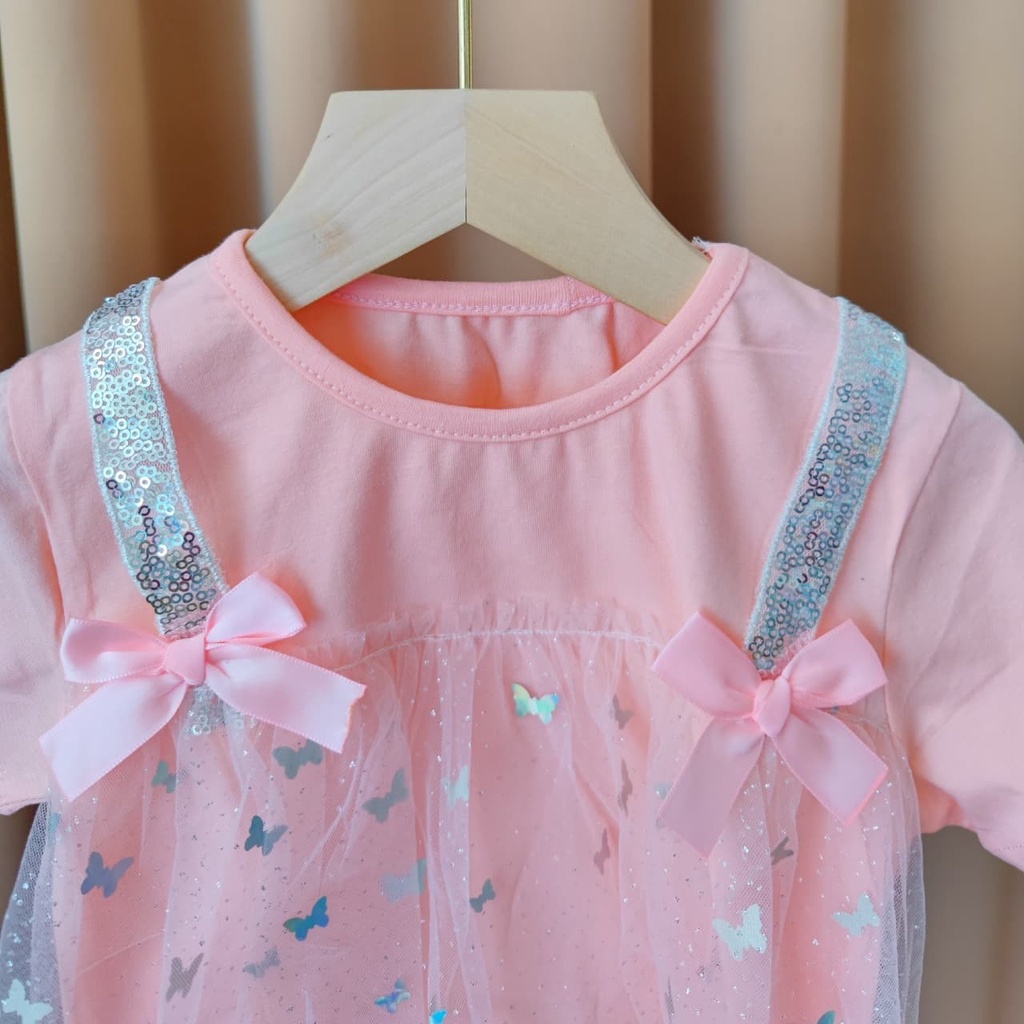 Promo !! Setelan baju anak perempuan / setelan rope furing butterfly hologram ukuran 1-4tahun / Setelan anak import trendy
