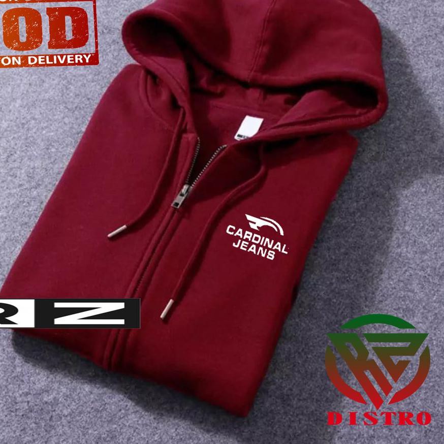 BEST SELLER Jaket Hoodie Resleting Cardinal Jeans Text Putih / Jaket Pria wanita / Hoodie Jaket /Pro