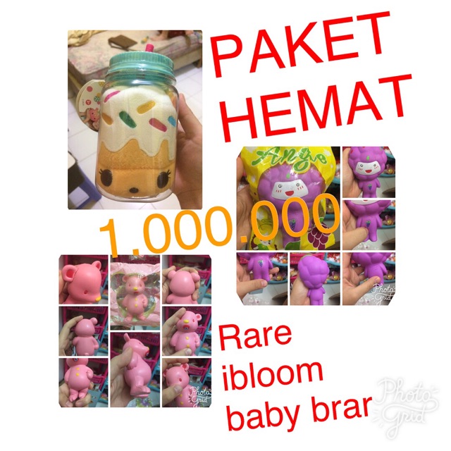 Squishy ibloom baby bear rare angie fruits paket squishy numnoms num noms in jar doll