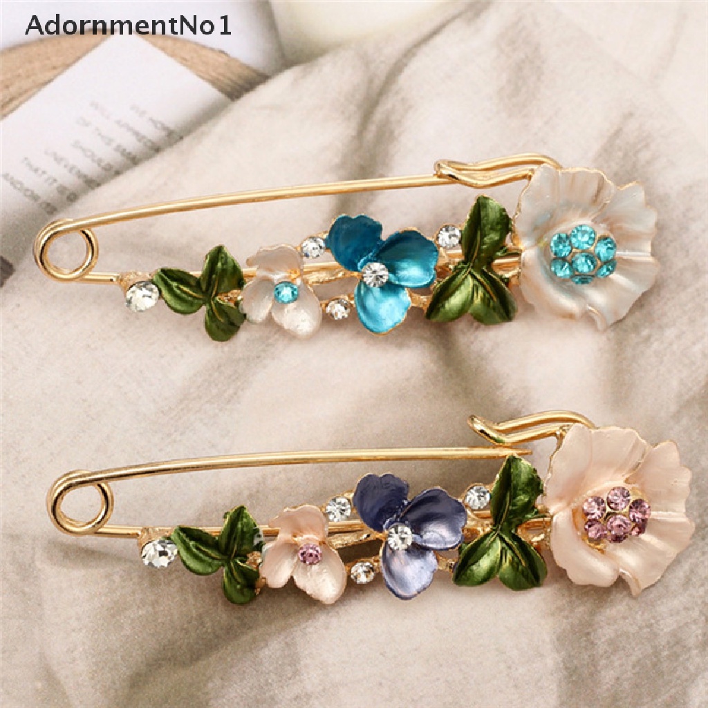 (AdornmentNo1) Pin Bros Bunga Hiasan Kristal + Berlian Imitasi Vintage