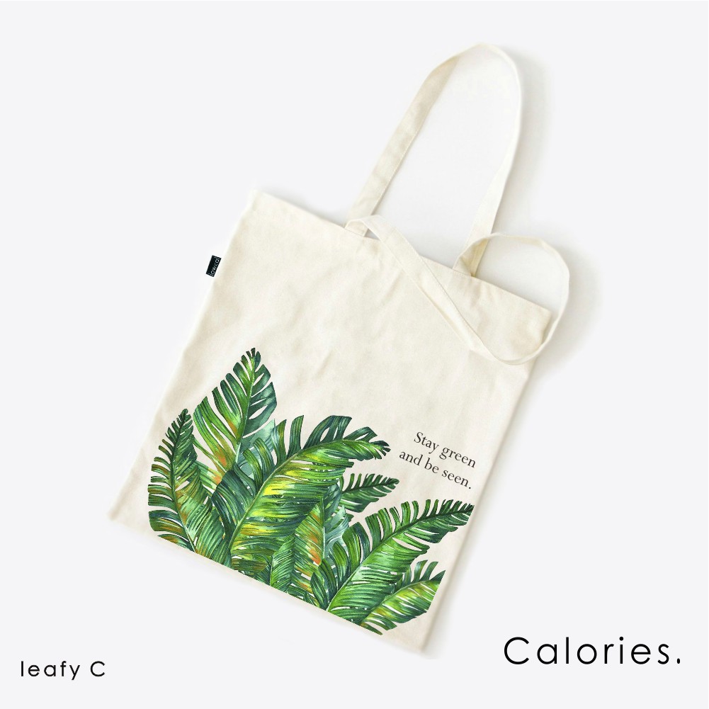 Totebag Daun Klasik Lucu motif daun tropis adem  #TOTR