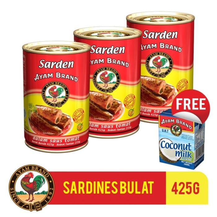 

Kaleng | Paket Sarden Kaleng Bulat Saus Tomat 425Gr Free Santan Ayam Brand