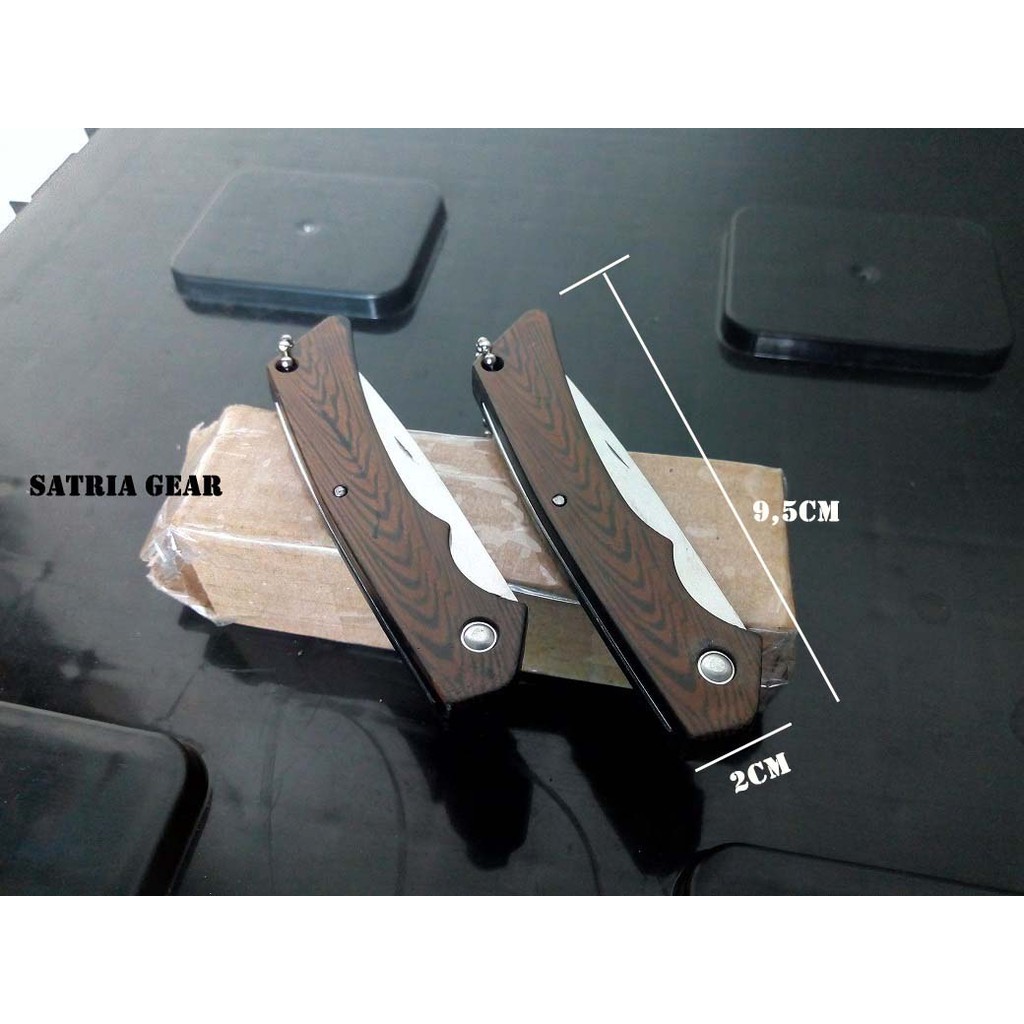 Pisau Lipat Kecil Gagang Kayu Motif - Pisau Outdoor camping hiking