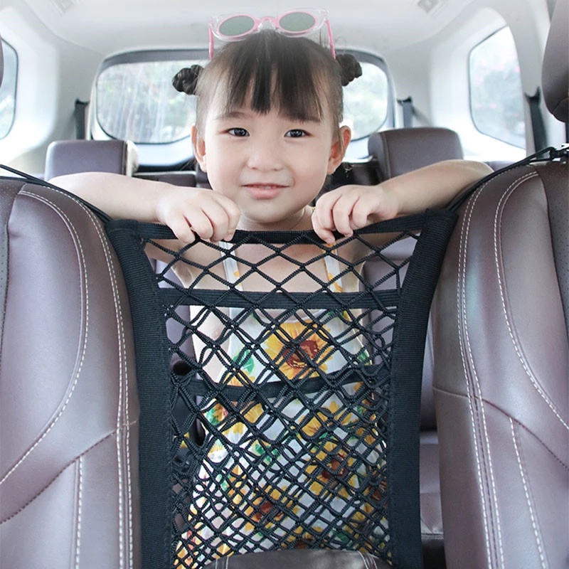 Elastic Storage Net Pocket Between Car Seats Back Security Divider Pet Barrier Organizer Luggage Holder Pocket