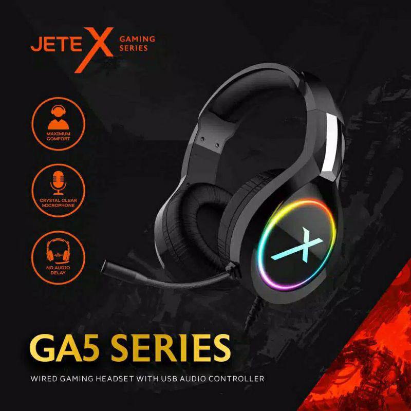 TGM - JETE X Headphone Gaming GA5 Series With RGB Light Color and Audio Controller / Headset