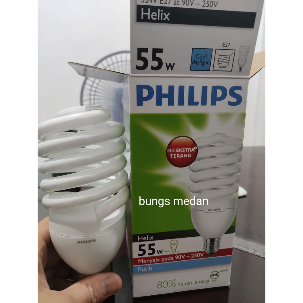 LAMPU SPIRAL HELIX TORNADO PHILIPS 55W 55WATT 55 WATT 55 W PUTIH CDL