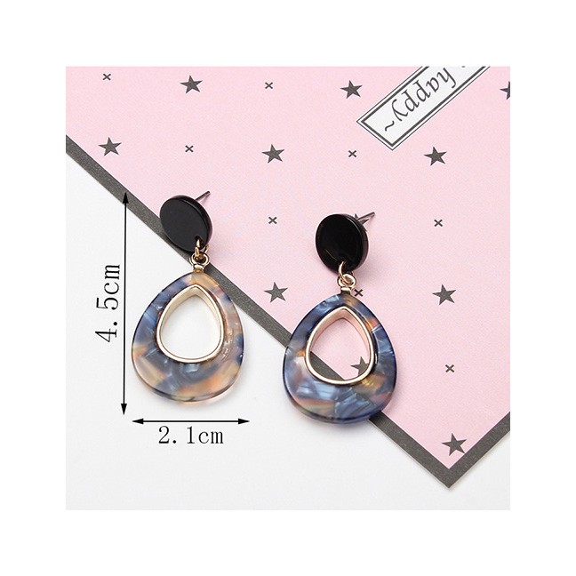 LRC Anting Tusuk Fashion Waterdrop Shape Decorated Earrings