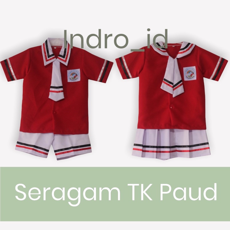 SERAGAM TK PAUD GAYA KOREA MERAH PUTIH
