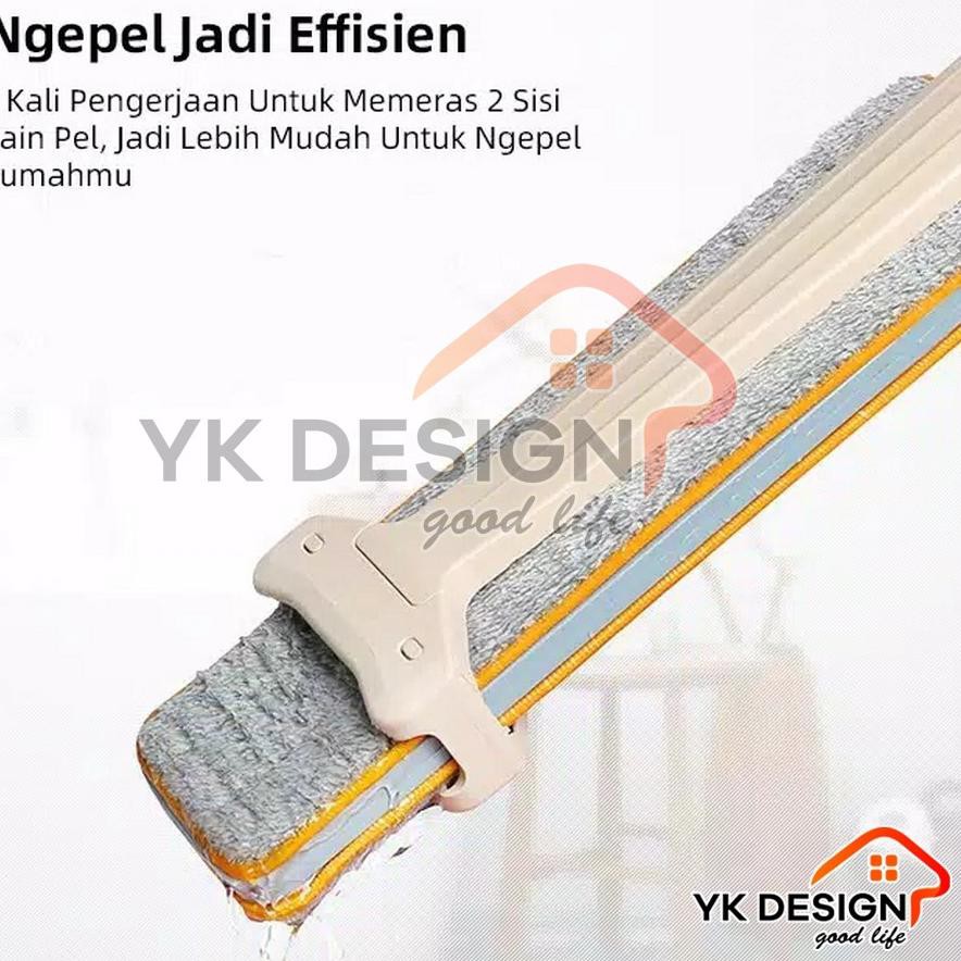 ✰ YK DESIGN YK-602 alat Pel lantai 2 sisi ultra mop cleanze brown tidak usah bilas pakai tangan ♔
