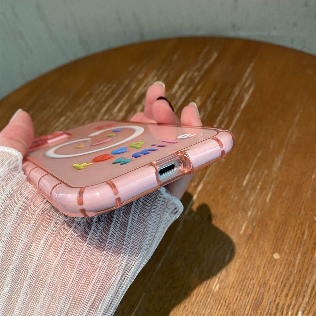 Soft Case Silikon Desain Girly Pink Love Line Untuk iphone 12 13 11 Pro Max X Xs Max Xr Mka2