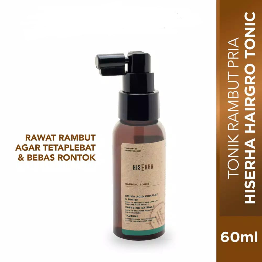 HIS ERHA Hairgro Tonic 60 ml - Tonik Rambut Rontok &amp; Penumbuh Rambut Khusus Pria ~ ORIGINAL 100%