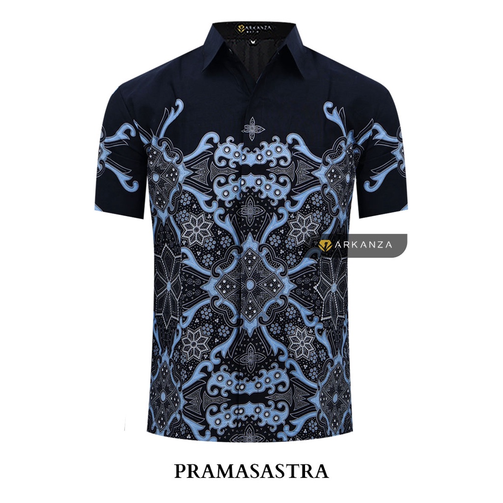 BATIK ARKANZA Motif PRAMASASTRA Hem Atasan Kemeja Baju Batik Pria Cowok Laki Laki Slimfit Full Lapis Furing Lengan Panjang Lengan Pendek Original Asli