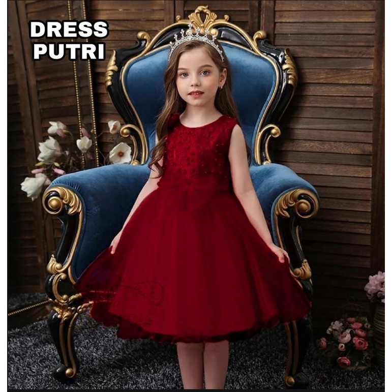 DRESS FASHION KID ANAK PUTRI MUTIARA, TILE, DRESS MAXY, 3 UKURAN